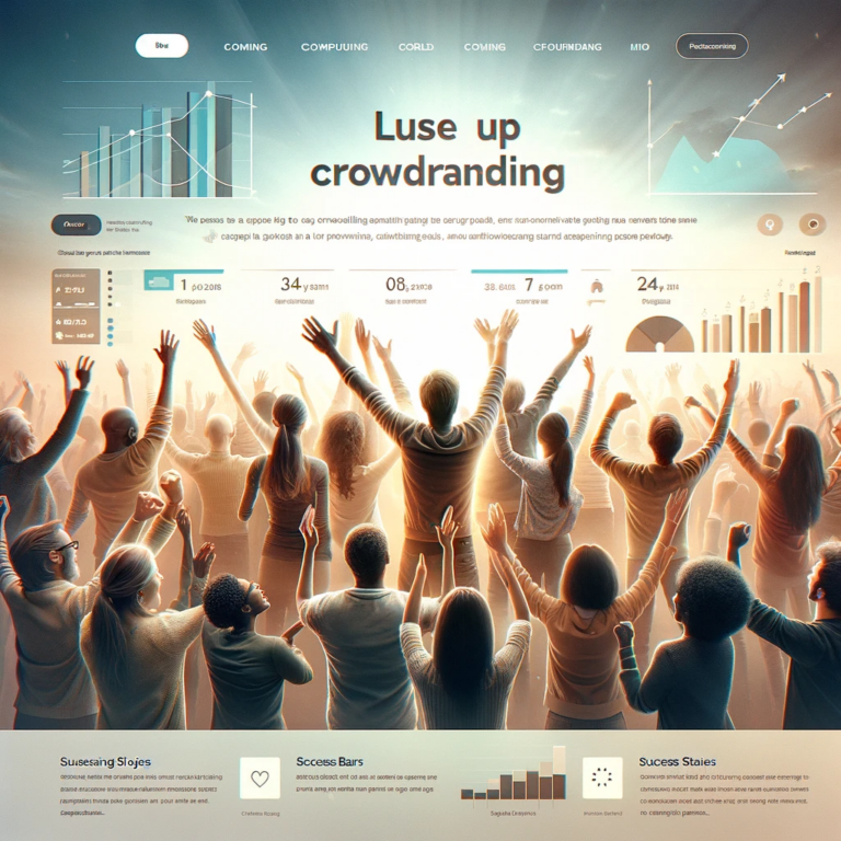 A compelling and motivational website design concept for a crowdfunding website. The design showcases a powerful, high-resolution image of a diverse